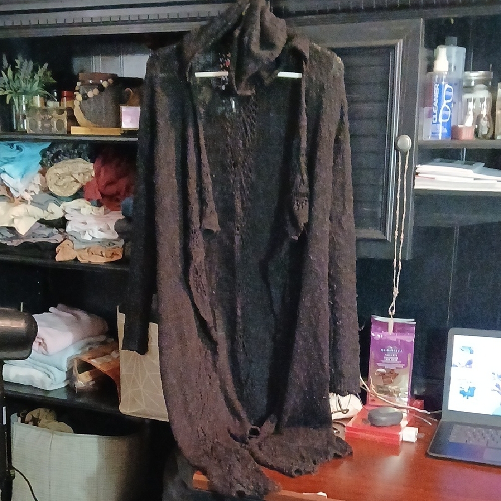 No Boundaries Women's Black Open-Front Cardigan